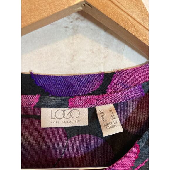 LOGO Lori Goldstein Tunic Top Womens‎ Large Purple Watercolor Tetured Polka Dots - Picture 4 of 15